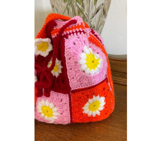 Knit Floral Backpack Handbag Handmade Crochet Boho Festival Colorful Bag &Wallet main image 14